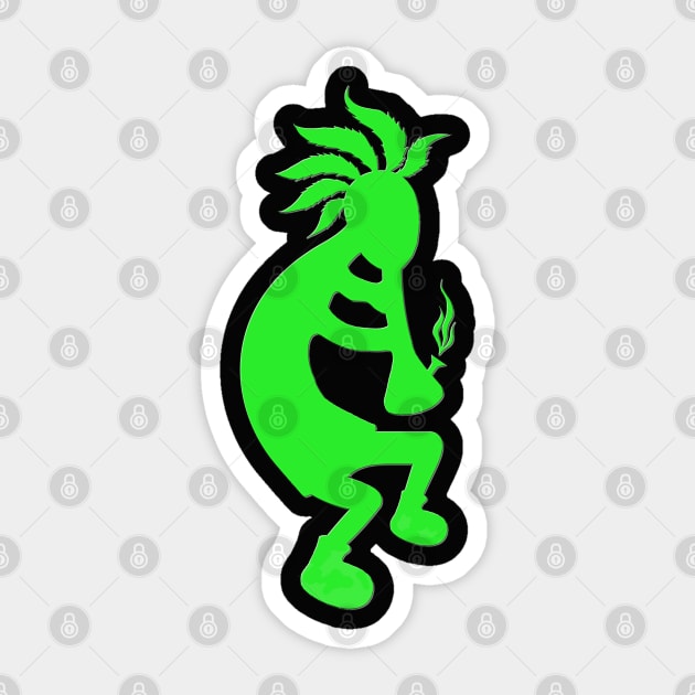 Green Toking Kokopelli Sticker by 4nObjx